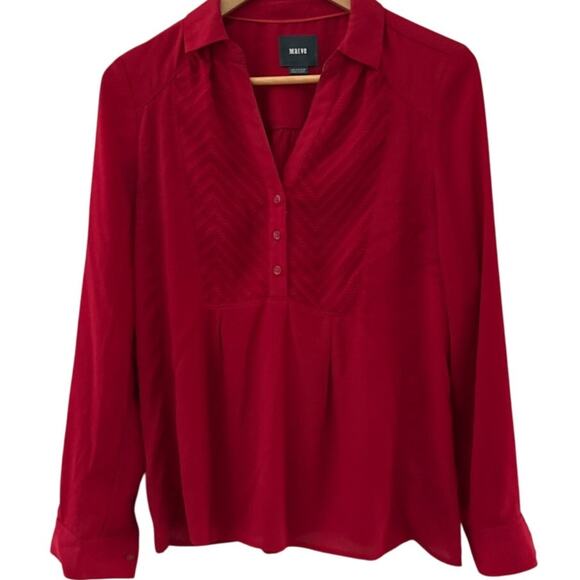 Anthropologie Maeve De Stijl‎ Popover Chiffon Blouse Red Size 2 - Picture 4 of 11